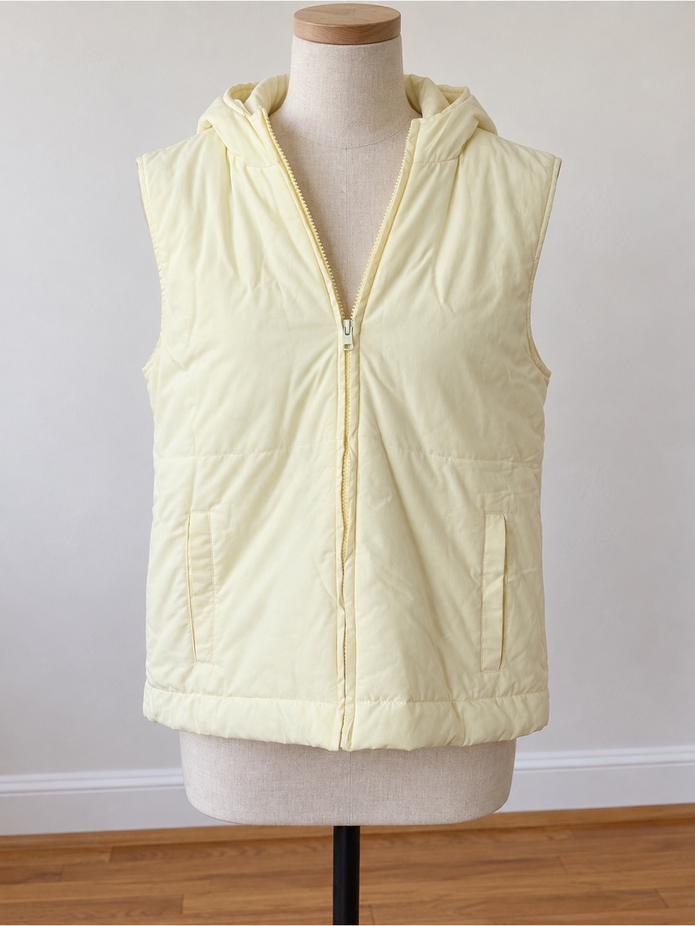 GAP Pale Yellow Hooded Puffer Vest